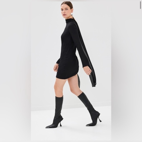 BRANDON MAXWELL $1395 Raina Mini Scarf Neck Draped 100% Silk LBD Dress NWT - Picture 4 of 16